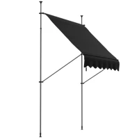 Outsunny 6.5' x 4' Manual Retractable Awning, Non-Screw Patio Awning, UV Resistant for Window or Door, Black(m-1)
