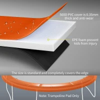 Soozier 14ft Trampoline Replacement Pad Trampolining Replacement Jump Bounce Exercise GYM Pad Only Light Orange(m-4)
