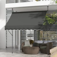 Outsunny 8' x 4' Manual Retractable Awning, Non-Screw Patio Awning, UV Resistant for Window or Door, Dark Gray(m-2)