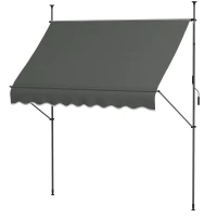 Outsunny 8' x 4' Manual Retractable Awning, Non-Screw Patio Awning, UV Resistant for Window or Door, Dark Gray(m-1)