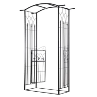 Outsunny Outdoor Metal Trellis Garden Arch Arbor w/ Lucky Leaf Clover Gate for Ceremony Wedding Party Garden Lawn, Black(m-2)
