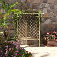 Outsunny 55" Trellis Garden Bench, Wooden Park Bench for Climbing Plants w/ Slatted Seat, Great for Lawn, Backyard, Deck, Natural(m-7)