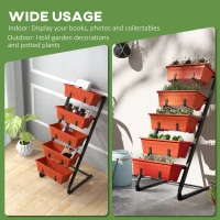 Outsunny 5-Tier Vertical Raised Garden Planter with 5 Container Boxes, Outdoor Plant Stand for Vegetable Flowers, Red(m-6)
