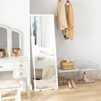 HOMCOM Standing Mirror with LED Lights, 64" x 21" Floor Mirror, Full Body Mirror with Dimmable and 3 Colour Lighting, White(m-1)