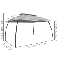 Outsunny 10' x 13' Outdoor Patio Gazebo, Beige Canopy Shelter with Netting, Vented Roof & Steel Frame for Garden, Lawn, Backyard, Deck(m-2)