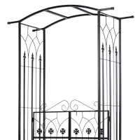 Outsunny Outdoor Metal Trellis Garden Arch Arbor w/ Lucky Leaf Clover Gate for Ceremony Wedding Party Garden Lawn, Black(m-8)