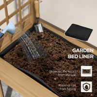 Outsunny Elevated Wood Planter with Trellis for Climbing Plants, Raised Garden Bed with Legs, Drainage Holes & Filter Natural(m-5)