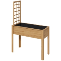Outsunny Elevated Wood Planter with Trellis for Climbing Plants, Raised Garden Bed with Legs, Drainage Holes & Filter Natural