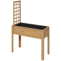 Outsunny Elevated Wood Planter with Trellis for Climbing Plants, Raised Garden Bed with Legs, Drainage Holes & Filter Natural(m-1)