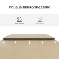 Outsunny 10' x 13' Outdoor Patio Gazebo, Beige Canopy Shelter with Netting, Vented Roof & Steel Frame for Garden, Lawn, Backyard, Deck(m-3)