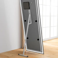 HOMCOM Standing Mirror with LED Lights, 64" x 21" Floor Mirror, Full Body Mirror with Dimmable and 3 Colour Lighting, White(m-9)
