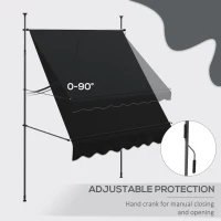 Outsunny 6.5' x 4' Manual Retractable Awning, Non-Screw Patio Awning, UV Resistant for Window or Door, Black(m-5)