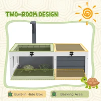 PawHut Tortoise House with Lamp Holder, Wooden Habitat for Tortoises, Secure Living Space, Easy Access, Gray(m-2)