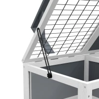 PawHut Tortoise House with Lamp Holder, Wooden Habitat for Tortoises, Secure Living Space, Easy Access, Gray(m-7)