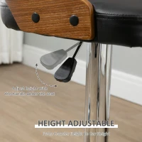 HOMCOM Bar Stools Set of 2, Adjustable Height Counter Height Bar Stools, Swivel Bar Chair with PU Leather Padded Seat, Footrest(m-5)