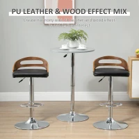 HOMCOM Bar Stools Set of 2, Adjustable Height Counter Height Bar Stools, Swivel Bar Chair with PU Leather Padded Seat, Footrest(m-4)