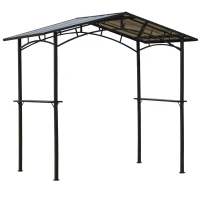 Outsunny 8' x 5' Hardtop Grill Gazebo Aluminium BBQ Canopy Gazebo Outdoor Canopy with Side Shelves(m-2)