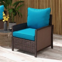 Outsunny 4-Piece Seat Cushion Pillows Replacement, Patio Chair Cushions Set with Back for Indoor Outdoor, Turquoise(m-7)