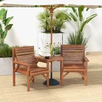 Outsunny 3Pcs Outdoor Bench Set for Backyard, Balcony, Tan Brown(m-1)