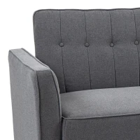 HOMCOM Convertible Bed with Couch, Button Tufted Fabric Sofa Bed with Adjustable Back for Living Room, Charcoal Grey(m-9)