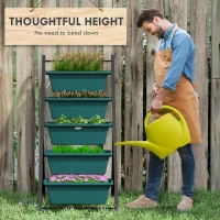 Outsunny 5-Tier Vertical Raised Garden Planter with 5 Container Boxes, Outdoor Plant Stand for Vegetable Flowers, Green(m-5)