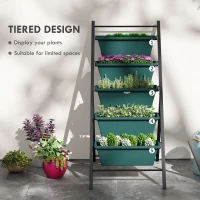 Outsunny 5-Tier Vertical Raised Garden Planter with 5 Container Boxes, Outdoor Plant Stand for Vegetable Flowers, Green(m-4)