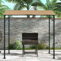 Outsunny 7' x 5' Garden Grill Canopy, BBQ Grill Gazebo Tent with Steel Frame and Hooks, Outdoor Sun Shade, Dark Brown(m-7)