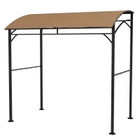 Outsunny 7' x 5' Garden Grill Canopy, BBQ Grill Gazebo Tent with Steel Frame and Hooks, Outdoor Sun Shade, Dark Brown(m-2)