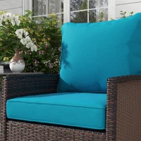 Outsunny 4-Piece Seat Cushion Pillows Replacement, Patio Chair Cushions Set with Back for Indoor Outdoor, Turquoise(m-6)