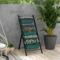 Outsunny 5-Tier Vertical Raised Garden Planter with 5 Container Boxes, Outdoor Plant Stand for Vegetable Flowers, Green(m-1)