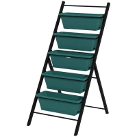 Outsunny 5-Tier Vertical Raised Garden Planter with 5 Container Boxes, Outdoor Plant Stand for Vegetable Flowers, Green(m-2)