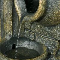 Outsunny 3-Tier Outdoor Fountain, Resin Cascading Waterfall Feature w/ Adjustable Flow, Wine Jar Look for Zen Garden, Porch(m-7)