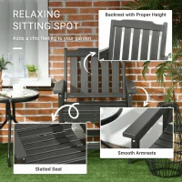 Outsunny 2 Piece All-Weather Patio Chairs, HDPE Patio Dining Chair Set, Heavy Duty Wood-Like Outdoor Furniture, Gray(m-4)