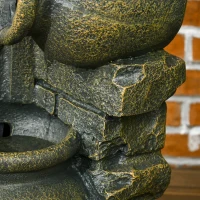 Outsunny 3-Tier Outdoor Fountain, Resin Cascading Waterfall Feature w/ Adjustable Flow, Wine Jar Look for Zen Garden, Porch(m-10)