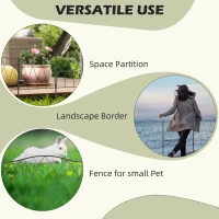 Outsunny 5PCs Outdoor Garden Fence Panels, Metal Wire Landscape Flower Bed Border Edging Animal Barrier, 24" x 10', Black(m-6)