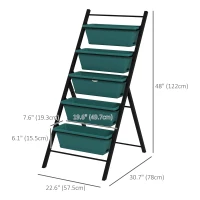 Outsunny 5-Tier Vertical Raised Garden Planter with 5 Container Boxes, Outdoor Plant Stand for Vegetable Flowers, Green(m-3)