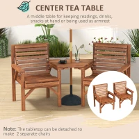 Outsunny 3Pcs Outdoor Bench Set for Backyard, Balcony, Tan Brown(m-6)