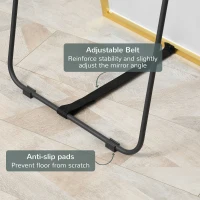 HOMCOM 63"x20" Full Length Mirror, Floor Standing, Wall-Mounted or Leaning Against Wall Tall Mirror w/Support Frame, Rectangular Full Body Mirror for Bedroom, Living Room, Gold(m-6)