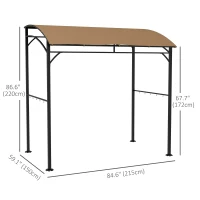 Outsunny 7' x 5' Garden Grill Canopy, BBQ Grill Gazebo Tent with Steel Frame and Hooks, Outdoor Sun Shade, Dark Brown(m-3)