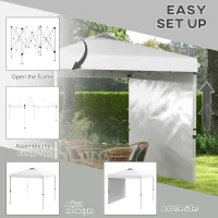 Outsunny 8 x 8 Pop Up Canopy with 1 Sidewall, Carry Bag and 4 Sand Bags, Height Adjustable Instant Sun Shelter, White(m-4)