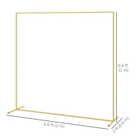 Outsunny 6.6 x 6.6FT Gold Backdrop Stand, Square Metal Wedding Arch for Birthday Party, Bridal Shower, Graduation, Ceremony(m-3)