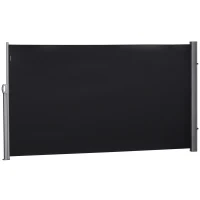 Outsunny 118" x 71" Outdoor Folding Privacy Screen Retractable Side Awning Patio with Resistance to UV Rays and Wind Black(m-2)