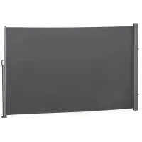 Outsunny 118" x 71" Outdoor Folding Privacy Screen Retractable Side Awning Patio with Resistance to UV Rays and Wind Grey(m-2)
