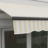 Outsunny 8' x 6.5' Retractable Awning, 280gsm UV Resistant Sunshade Shelter for Deck, Balcony, Yard, Beige and White(m-9)