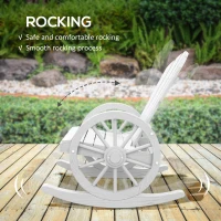 Outsunny Wooden Rocking Chair, Adirondack Rocker Chair w/ Slatted Design and Oversized Back, for Porch, and Garden, White(m-4)