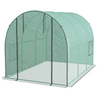 Outsunny Polytunnel Greenhouse Walk-in Grow House with Plasric Cover, Door, Mesh Window and Steel Frame, 6.6' x 10' x 6.6'(m-2)