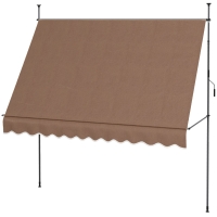 Outsunny 10' x 4' Manual Retractable Awning, Non-Screw Patio Awning, UV Resistant, for Window or Door, Coffee