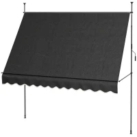 Outsunny 10' x 4' Manual Retractable Awning, Non-Screw Patio Awning, UV Resistant, for Window or Door, Black(m-1)