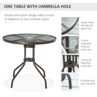 Outsunny 6 Piece Patio Dining Set for 4 with Umbrella, with 4 Folding Dining Chairs & Round Glass Table for Garden, Gray(m-4)