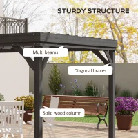 Outsunny 10' x 12' Outdoor Wooden Pergola, Grape Vine Gazebo with Concrete Anchors for Garden, Patio, Backyard, Deck, Gray(m-4)